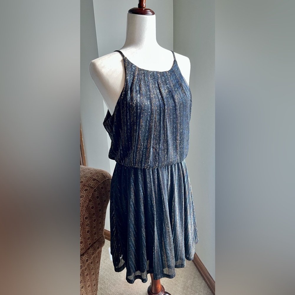 ROW A Metallic Dress Black M (NWT)